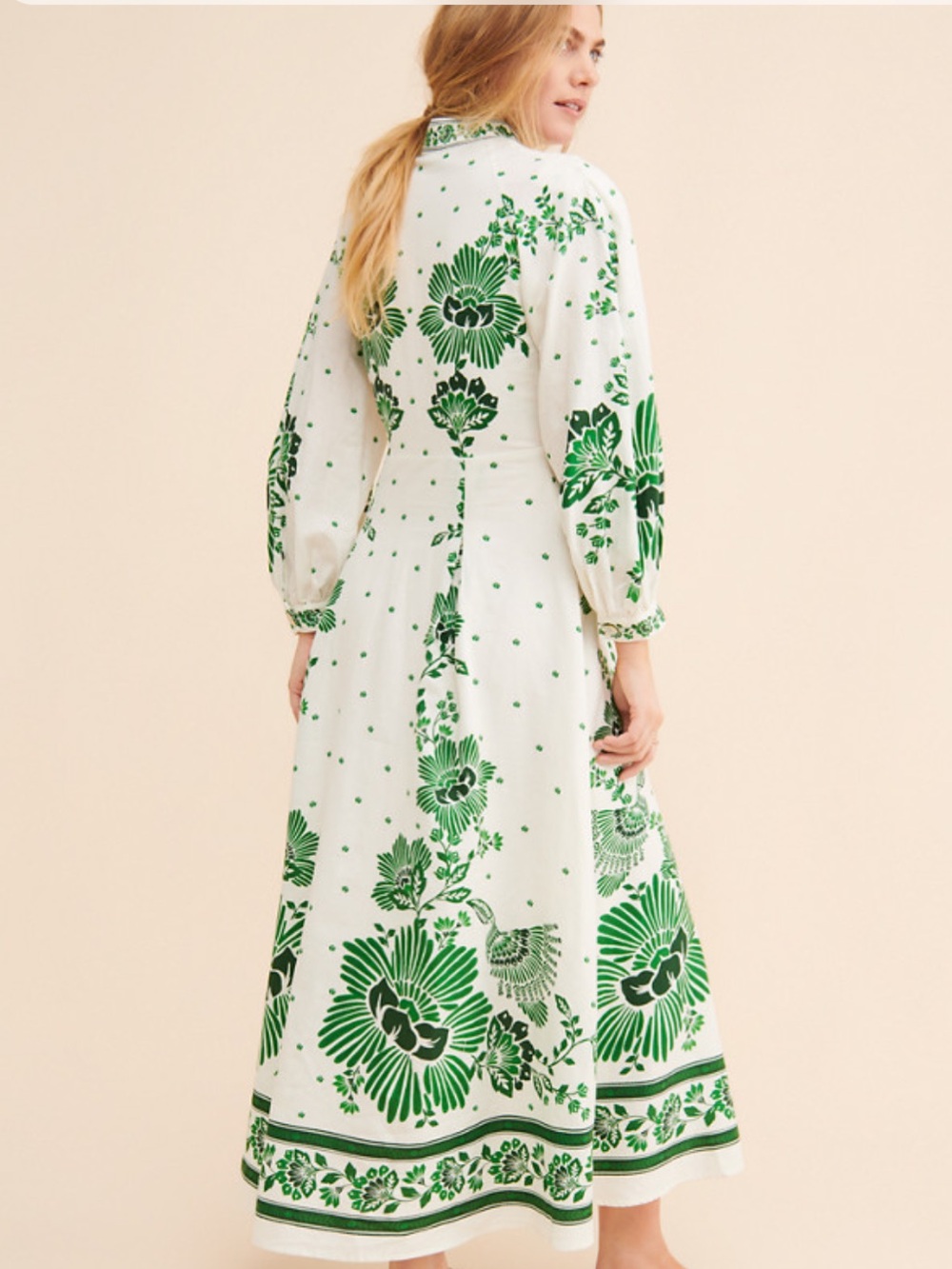 Farm Rio Forest Soul Off-White Green Floral Maxi Dress Size S - Picture 2 of 4